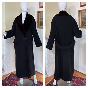 Vintage Nicole Farhi Wool/Cashmere Blend & Faux Fur Full Length Evening Coat